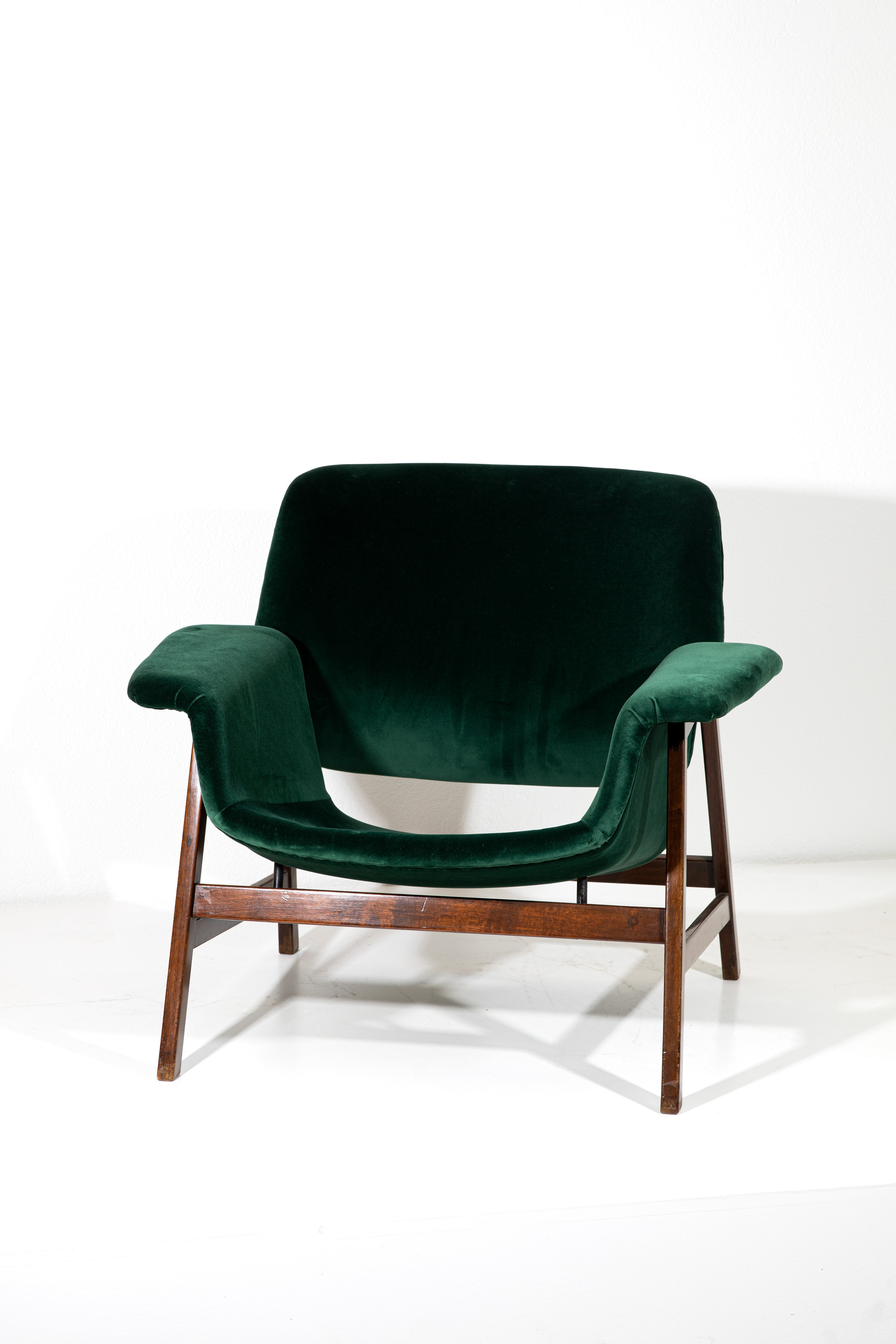 Gianfranco Frattini Velvet Armchair for Cassina