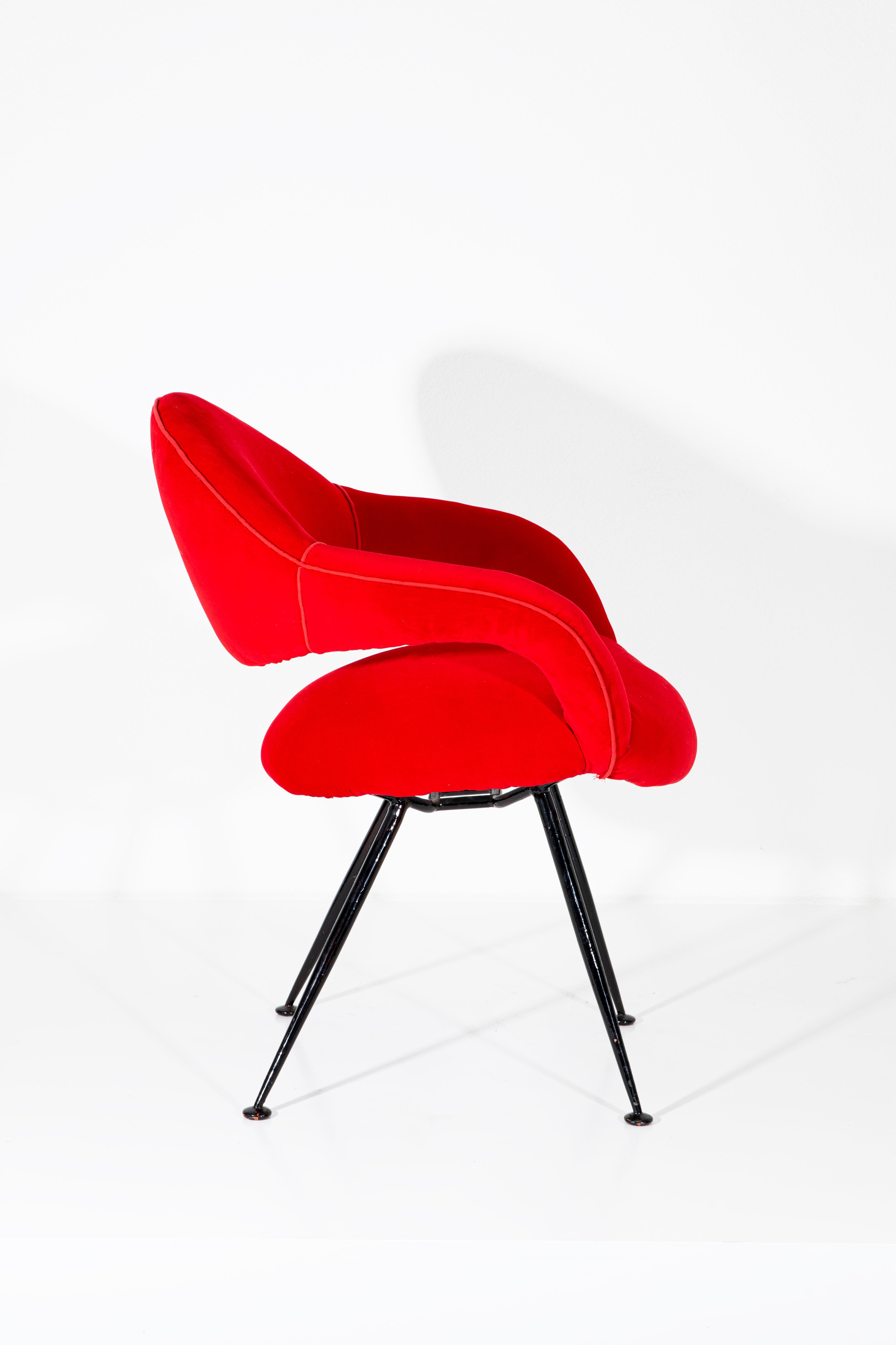 Pair of Red Armchairs by Gastone Rinaldi, 1950s