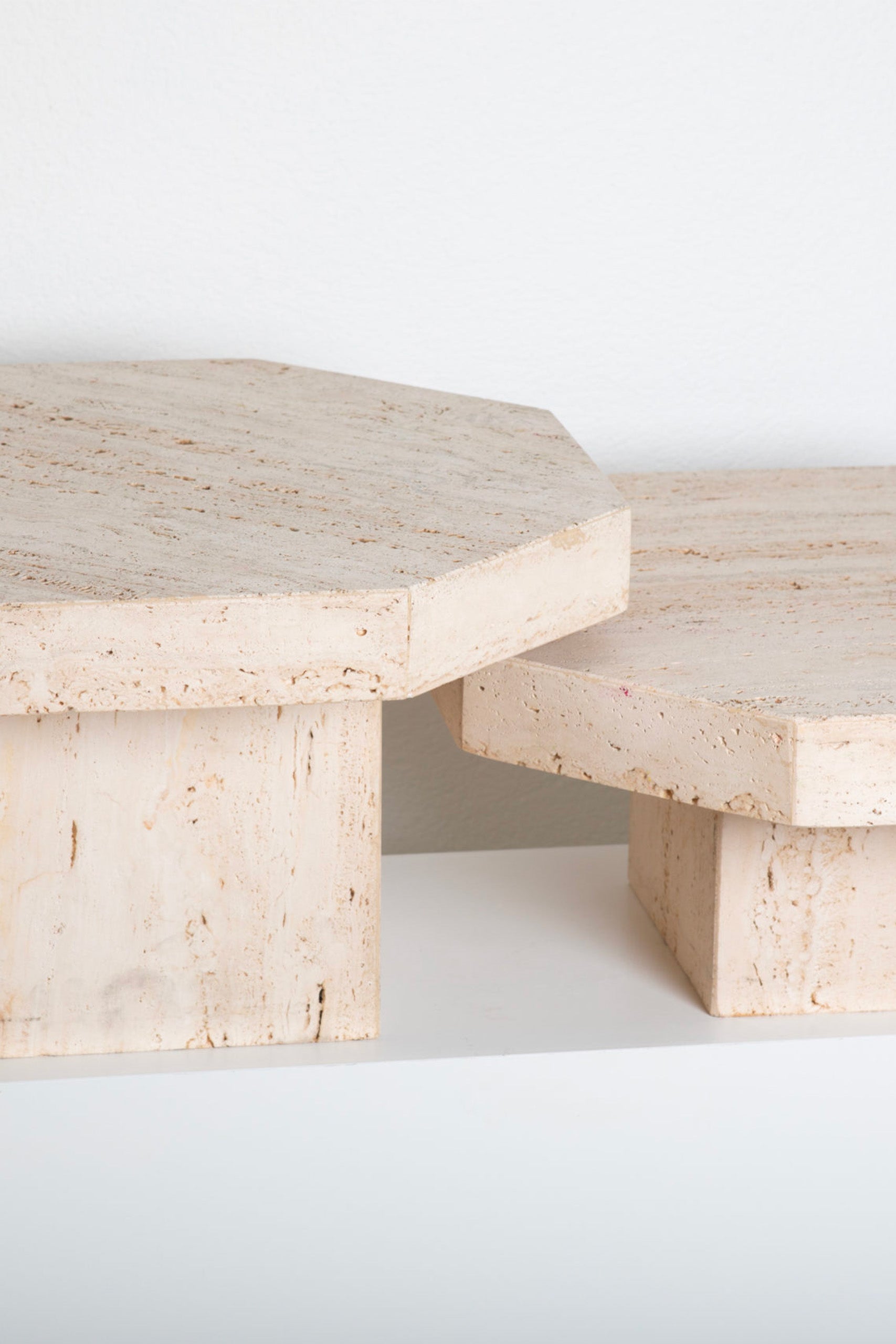 Travertine Pair of Octogonal Tables