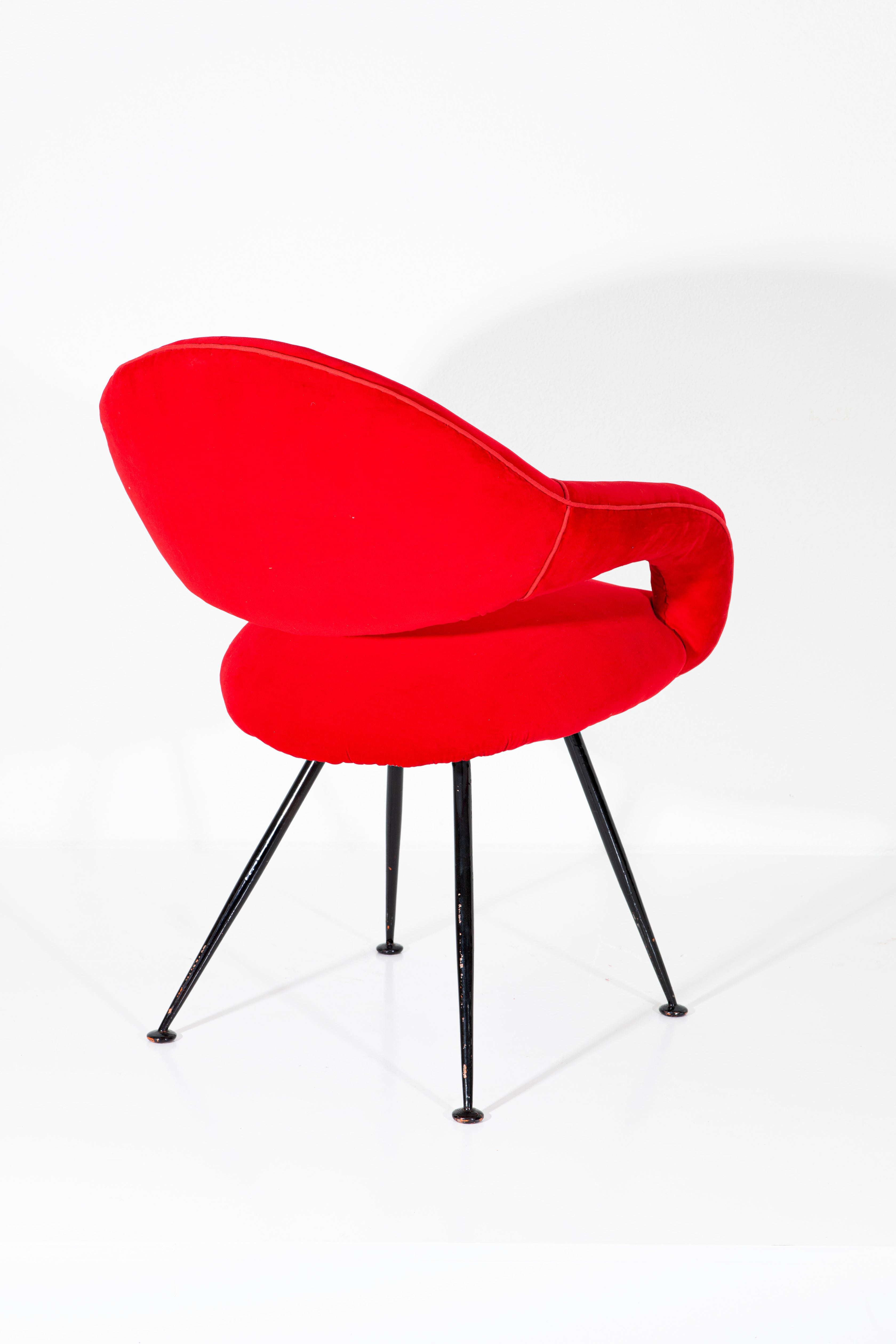 Pair of Red Armchairs by Gastone Rinaldi, 1950s