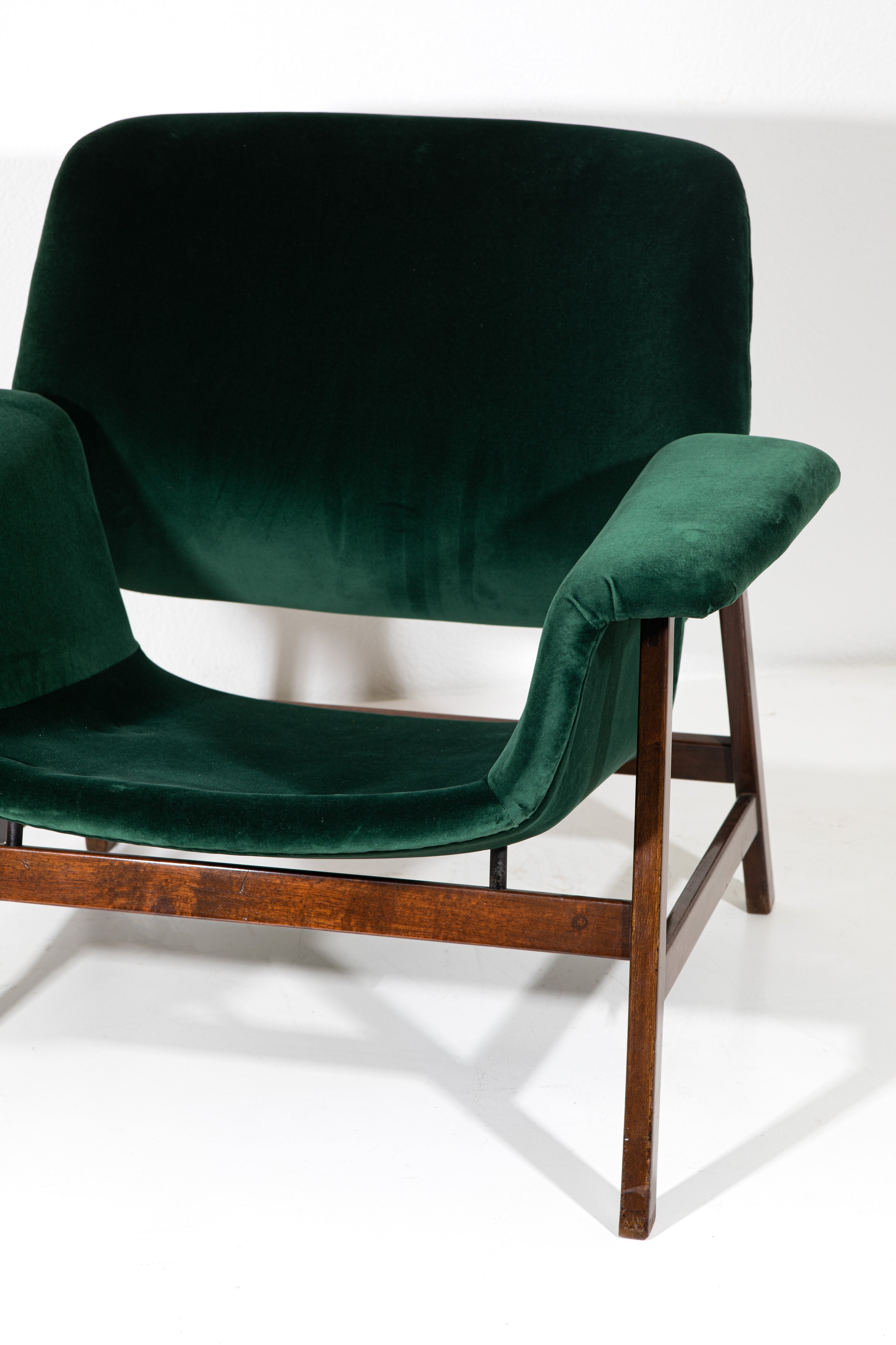 Gianfranco Frattini Velvet Armchair for Cassina