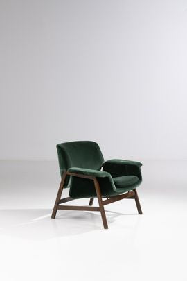 Gianfranco Frattini Velvet Armchair for Cassina