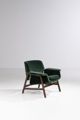 Gianfranco Frattini Velvet Armchair for Cassina