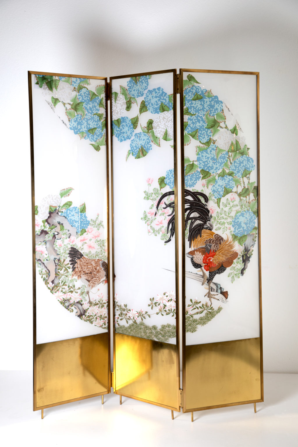 Art Deco Screen with Classical Japanese Painting