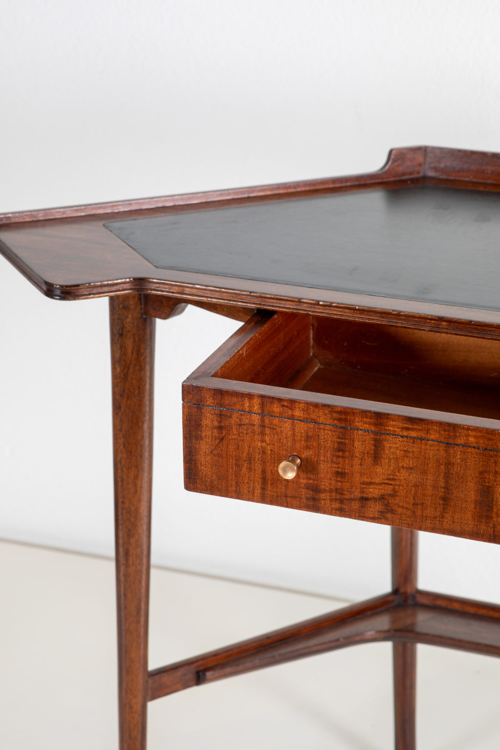 Mid-Century Mahogany Desk with Tooled Leather Top